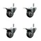 Service Caster 3'' Thermo Rubber Swivel 7/16'' Stem Caster Set with Total Lock Brake, 4PK SCC-GRTTL20S314-TPRB-716138-4 - alternate 1